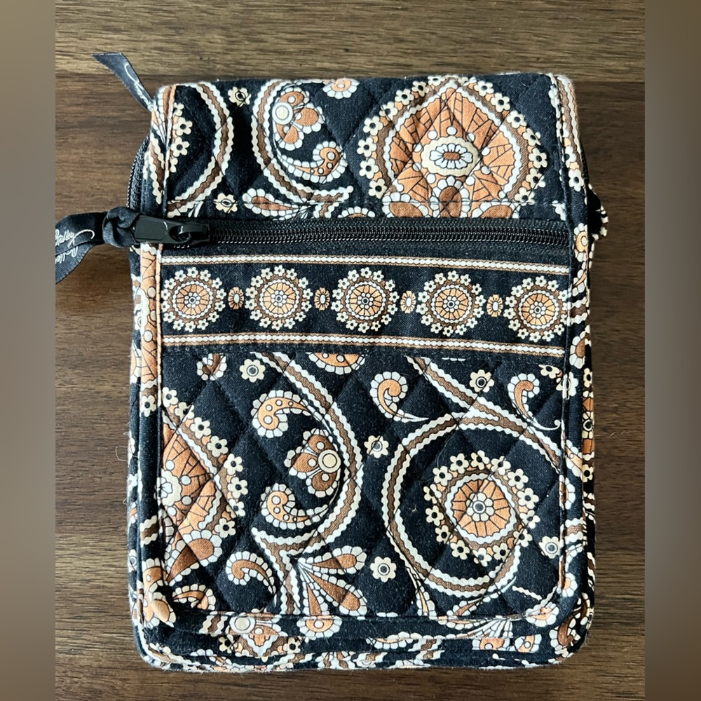Vera Bradley Black and Brown Patterned Crossbody Bag EUC